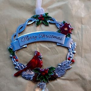 New Metal stamped  Christmas Cardinal Ornament